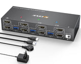 1 x RAW Customer Returns USB 3.0 HDMI KVM Switch 3 PC 2 Monitors, YOUTINGHDAV KVM Switch Dual Monitor, KVM Switch 4K 60Hz, HDMI 2.0, EDID Emulator, Dual Monitor KVM Switch 3 PC Share Keyboard, Mouse, Printer, with Wired Remote - RRP €103.63