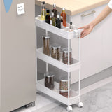 1 x RAW Customer Returns SPACEKEEPER 3-Tier Rolling Cart, Kitchen Cart, Niche Shelf on Wheels, Utility Cart with 6 Hooks and 2 Containers, White - RRP €22.99