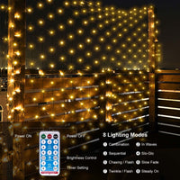 1 x RAW Customer Returns CORST Solar Light Net 3.6 x 1.5 m Mesh Fairy Lights Outdoor Indoor Solar Garden Fairy Lights Bushes Tree Light Net Waterproof with Remote Control Timer Warm White  - RRP €26.18