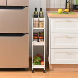 1 x RAW Customer Returns APEXCHASER kitchen trolley with 3 levels, narrow trolley niche shelf on wheels, space-saving kitchen shelf and bathroom shelf, all-purpose trolley for small confined spaces, kitchen, office bathroom, assembly white - RRP €33.52