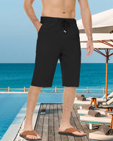 1 x RAW Customer Returns LVCBL 3 4 Pants Men Linen Summer Shorts Short Pants Men with Drawstring Black L - RRP €23.18