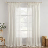 1 x RAW Customer Returns MIULEE Set of 2 Voile Curtains Sheer Curtain with Ruffle Tape Transparent Linen Look Curtains Living Room Modern Window Curtain Bedroom 140 x 245 cm W x H Ivory White - RRP €36.19