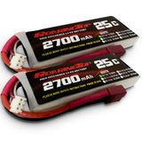 1 x RAW Customer Returns ROARINGTOP 2S Lipo Battery, 7.4V 2700mAh RC Lipo Batteries 25C with Deans T Plug Compatible with WLtoys HB101 HM103 HM121 HM124 HM123 200E 124019 104001 12 RC Truck Truggy 2 Pack  - RRP €31.46