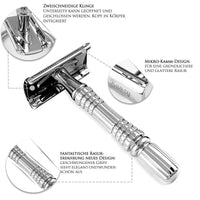 1 x RAW Customer Returns Kanzy safety razor for men and women with 10 blades stainless steel, wet razor safety razor works with all double edge razor blades safety razor set - RRP €14.45