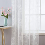 1 x RAW Customer Returns MIULEE Lace Curtains - Beautiful White Flowers Embroidered Lace Curtains, Set of 2 Transparent Lace Vintage Voile Lace Curtains with Eyelets for Living Room Bedroom Decor, 2 x H 175 x W 150 cm - RRP €25.2