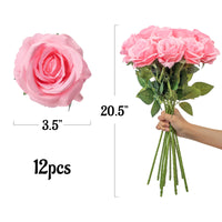 1 x RAW Customer Returns Mocoosy 12pcs Pink Roses Artificial Flowers for Decoration, Pink Silk Roses Art Single Stem Flower Bouquet for Wedding Valentine s Day Birthday Party Arrangement Centerpiece Home Table Decoration - RRP €17.99