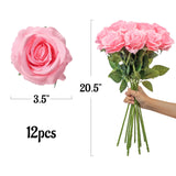 1 x RAW Customer Returns Mocoosy 12pcs Pink Roses Artificial Flowers for Decoration, Pink Silk Roses Art Single Stem Flower Bouquet for Wedding Valentine s Day Birthday Party Arrangement Centerpiece Home Table Decoration - RRP €17.99