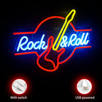 1 x RAW Customer Returns SIGNSHIP Guitar Rock Roll Neon Signs USB Powered Neon Letters Light for Wall Room Decor LED Lights for Bedroom Concert Hall Bar Club Party Wedding Decoration Birthday Gift - RRP €40.15