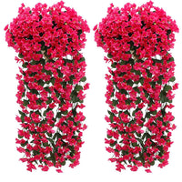 1 x RAW Customer Returns Fycooler Artificial Hanging Flowers, Wisteria Ivy Flowers Artificial Hanging Wisteria, Artificial Flowers Violet Hanging Flowers for Outdoor Home Decoration Garden Yard String Flower Decoration- Red X 2  - RRP €20.32