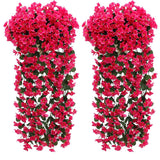 1 x RAW Customer Returns Fycooler Artificial Hanging Flowers, Wisteria Ivy Flowers Artificial Hanging Wisteria, Artificial Flowers Violet Hanging Flowers for Outdoor Home Decoration Garden Yard String Flower Decoration- Red X 2  - RRP €20.32