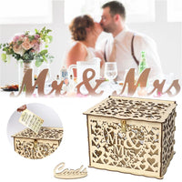 1 x Brand New Wedding Card Box with Lock, Wooden Gift Card Box, DIY Wedding Card Box, Wooden Card Box, for Wedding Engagement Party Gift Cards - RRP €22.8