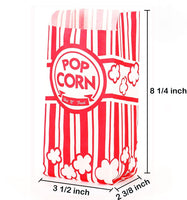 1 x RAW Customer Returns Tebery 200 pieces popcorn bag, paper bags party bag, popcorn box candy bag, red and white striped, 9 x 6 x 21 cm - RRP €18.99