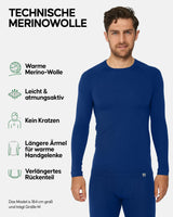 1 x RAW Customer Returns DANISH ENDURANCE Men s Merino Wool Long Sleeve Shirt, Premium Thermal Underwear , Dark Blue, XXL - RRP €49.54