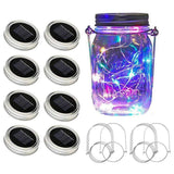 3 x Brand New ADLOASHLOU Pack of 8 Solar Mason Jar Lights - 20 LED String Waterproof Lid Lights with 8 Handles Jars Not Included , Perfect for Outdoor Patio Party Decorations Multi-Colored - RRP €61.2