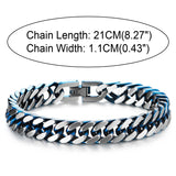 1 x RAW Customer Returns COOLSTEELANDBEYOND Men s Stainless Steel Silver Blue Two-Tone Curb Chain Bracelet, Satin Finish - RRP €21.8