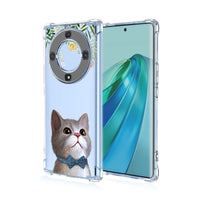 2 x Brand New LACAE Transparent Beautiful Mobile Phone Case for Honor Magic 5 Lite 5G Honor X9a, Soft Clear Colorful TPU Case, Stylish, Good-Looking Protective Case Has Pretty Cat Decorated - RRP €13.3