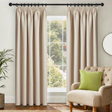 1 x RAW Customer Returns Topfinel Curtain Opaque Curtains with Ruffle Tape Thermal Curtain Cold Protection Curtains Beige Set of 2 225x140cm Decoration Bedroom Balcony Door - RRP €35.28