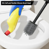 1 x RAW Customer Returns BVL Black Toilet Brush, Toilet Brush Replacement Head, Includes 1PC Brush Head 1PC Silicone Brush Head 1PC Stainless Steel Handle 6.8 6.8 9cm - RRP €13.99