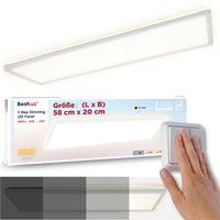 1 x RAW Customer Returns BestLuz ceiling lamp LED ceiling light 580x200x28mm LxWxH three-stage dimmable rectangular LED panel ultra flat 3000LM 24W neutral white 4000K with backlight for bathroom, bedroom, living room, kitchen - RRP €46.38