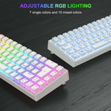 1 x RAW Customer Returns TECURS Gmaer TKL Keyboard 65 , Mechanical Keyboard, Rechargeable Multi-Device RGB Backlit, Anti-Ghosting, 68 Keys, Bluetooth Connection 2.4G Type-C, Red for Windows Mac, White - RRP €60.49