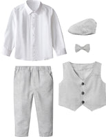 1 x RAW Customer Returns mintgreen Baby Boy Clothes Formal Blazer with Berets, Light Gray, 2-3 Years, 100 - RRP €44.9