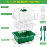 1 x Brand New ASTARON 12 Pack Seed Trays, Thickened Seedling Starter Kit with 144 Cells Humidity Dome Plant Starter Kit Mini Indoor Greenhouse - RRP €22.8