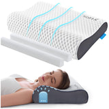 1 x RAW Customer Returns NOFFA Memory Foam Pillow Orthopedic Pillow Neck Support Pillow - for stomach, side and back sleepers, height adjustable, hardness adjustable 60 x 35 x 12 9, 10 7 cm - RRP €39.99