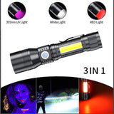 2 x RAW Customer Returns AOMEES UV Flashlight Zoomable 395nm Blacklight Flashlight Extremely Bright Rechargeable Blacklight Lamp IPX4 Waterproof Mini Flashlight Rechargeable Battery with 7 Modes 1pcs - RRP €33.98