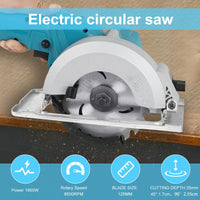 1 x RAW Customer Returns Brushless mini circular saw, hand-held circular saw for Makita 18 V Li-Ion battery with 4 saw blades 125mm , 1800 W copper motor can cut diagonally 8500RM min multifunctional saw for woodworking - RRP €68.84