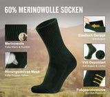 1 x RAW Customer Returns FORVEVO 3 Pairs Merino Wool Socks Men 43-46 Green, 60 Merino Winter Socks Anti-Blister, Thermal Socks, Hiking Socks for Trekking Outdoor - RRP €18.14