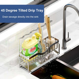 1 x RAW Customer Returns LYKTRIX sink organizer stainless steel, kitchen sink organizer, comes with drain tray, sponge holder, dishcloth holder, storage box for the kitchen sink, kitchen organizer-silver - RRP €23.69