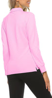 1 x RAW Customer Returns AjezMax Polo Women s Long Sleeve Poloshirt Golf Sports Work Shirt Autumn Winter Top Pink XL - RRP €28.98