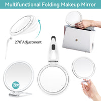 1 x RAW Customer Returns B Beauty Planet 30X Magnifying Mirror, Travel Folding Hand Mirror, 6 Inch Pedestal Mirror, Double Sided with 1 30x Magnification - RRP €19.4