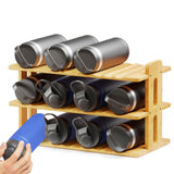 1 x RAW Customer Returns Reixuier Stackable Bottle Holder, Wooden Bottle Rack, 3 Tiers Holds 12 Bottles Drinking Bottle Organizer Cabinet, Water Bottle Organizer Cabinet, Suitable for Kitchen Countertops - RRP €30.24