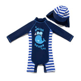 1 x RAW Customer Returns BONVERANO Baby Swimsuits One Piece Swimsuits Long Sleeve UV Protection 50 Swimsuits with Zipper Blue-Fish, 6-9 months  - RRP €24.0