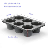 1 x RAW Customer Returns Monfish Jumbo Deep Muffin Tin - 6 Cup Carbon Steel Muffin Tins with Non-Stick Coating - Baking Pans with Grey Granite Stone Surface - Large Muffin Tins for Baking 9 diax7.6cm cup  - RRP €22.61