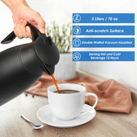 1 x RAW Customer Returns 2 liter stainless steel vacuum flask, teapot, double layer vacuum coffee pot, with 12 hours of heat storage, cold storage, black - RRP €20.16