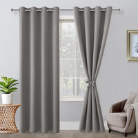 1 x RAW Customer Returns Hiasan blackout curtains with eyelets, gray opaque curtains, pack of 2, 140 x 245 cm width x height , soft sliding curtains for bedroom, living room, etc. - RRP €36.69