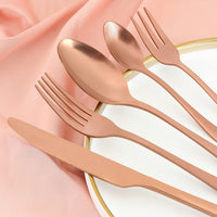 1 x RAW Customer Returns BEWOS cutlery set for 6 people, 30-piece rose gold matt cutlery set including knife, fork, spoon, stainless steel cutlery, dishwasher safe - RRP €31.88