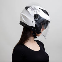 1 x RAW Customer Returns Westt open face helmet with visor and sun visor motorcycle helmet men women scooter helmet moped helmet moped chopper helmet motorcycle half helmet open face helmet pilot helmet ECE DOT certified - RRP €79.95