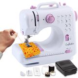 1 x RAW Customer Returns Crafts Co sewing machine for beginners Mini sewing machine with foot pedal Children s Sewing Machine Built-in LED Light Includes 12 built-in stitches White-purple - RRP €50.41