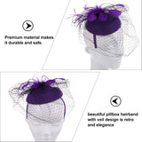 1 x RAW Customer Returns Lurrose Fascinators for Women Tea Party Hat with Veil 20s Flapper Headpiece and Clip for Wedding Tea Party Halloween Church Purple  - RRP €16.6