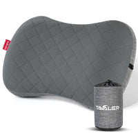 1 x RAW Customer Returns Tavaler Camping Pillow Inflatable Ultralight Outdoor, Camping Pillow Inflatable with Removable Pillowcase, Ergonomic Travel Pillow Inflatable Gray  - RRP €19.98