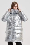 1 x RAW Customer Returns Giolshon Women s Puffer Jacket Lightweight Padding Bubble Hood Coat Warmth Outerwear 20070 Silver L - RRP €60.49