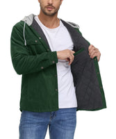 1 x RAW Customer Returns TACVASEN Men s Winter Jacket Transition Jacket Card Jacket Hooded Hooded Shirt Lined Leisure Jacket for Men, Forest Green, M - RRP €63.71