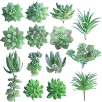 1 x RAW Customer Returns FEPITO 15pcs Artificial Succulents Green Unpotted Faux Flower Succulents Mini Echeveria Picks Bulk Stems for Home Indoor Fairy Garden Decorations - RRP €18.08