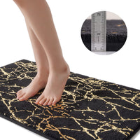 1 x RAW Customer Returns QJHOMO bath mat non-slip washable bath rug, black bathroom carpet, gold decorative carpet luxury bathroom accessories, soft microfiber absorbent bath carpet for bathroom bathtub, 60 x 90 cm - RRP €33.26