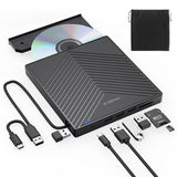 1 x RAW Customer Returns ORIGBELIE External DVD CD Burner, External CD DVD Player, USB 3.0 with 4 USB Ports and 2 TF SD Card Reader, Ultra Slim External CD DVD Drive for Laptop Windows 11 10 8 7 XP Vista Linux Mac - RRP €29.99