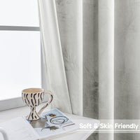 1 x RAW Customer Returns Ystyle Velvet Interior Curtains 2 Pieces, 140x175cm, Modern Bedroom Blackout Curtains with Eyelets, Cold Insulating Thermal Curtain for Living Room, Bedroom, Beige White - RRP €38.99