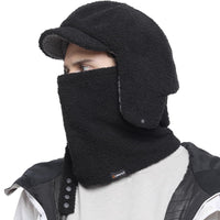 1 x Brand New WTACTFUL Winter Hat with Small Brim Ear Warmer and Double Layer Thermal Neck Warmer Scarf Set Warm Beanie Face Mask for Men Women Skiing Snowboarding Black Set - RRP €27.6